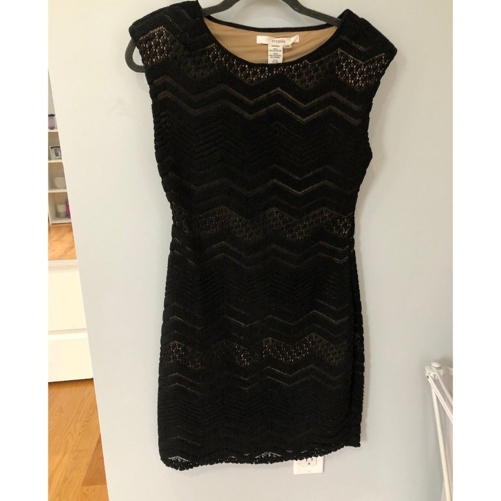 Black Cocktail Dress w/ Tan Underlay Size XS